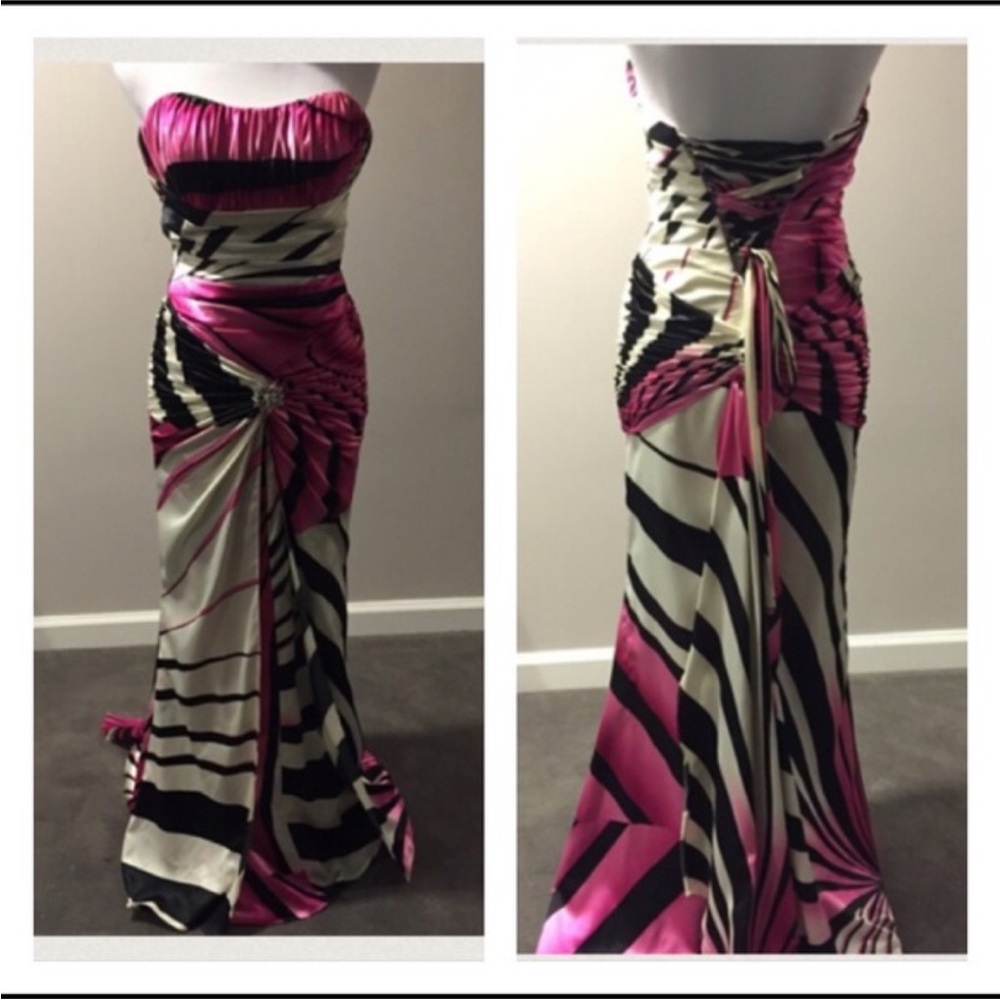 Elegant Pink and Black Strapless Dress
